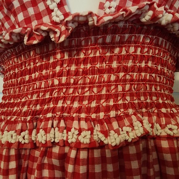NWT X by NBD Florence Red & White Gingham Beaded Embroidered Mini Dress NWT - Picture 7 of 11